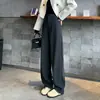 Calça Banana Cinza Feminina Outono Inverno Novo Caxemira Casual Lã Sickle Calças Soltas Caimento Reto Perna Larga
