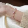 Flores de Begônia, A Vida Vale a PenaPulseira de Cristal Natural Toque Nicho Pulseira de Quartzo Rosa Flor de Cerejeira