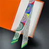 Bufanda de Seda Diagonal Estilo Nuevo, Cinta de Seda Imitación, Diadema de Seda de Sarga Estampada para Mujer, Decoración para Bolso, Bufanda para Cuello Estampada Digitalmente