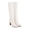 Botas Femininas Versáteis de Salto Bloco Tamanhos 34-48 Outono e Inverno Bota Feminina de Bico Quadrado Salto Ultra Alto Calçados Femininos Slip-On de Tamanho Grande para Venda Transfronteiriça