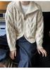 Chaqueta Cárdigan con Cremallera Doble Transfronteriza para Mujer, Suéter de Punto Holgado de Manga Larga para Otoño e Invierno, Top Corto, Lana de Alpaca de Moda