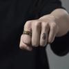 Anillo de bestia dorada de moda de estilo étnico retro para hombre, diseño de nicho artesanal en plata tailandesa desgastada, anillo abierto de moda