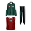 Ropa Deportiva para Niños Otoño Cuello Alto Cremallera Sudadera Verde Oscuro Conjunto de Tres Piezas X-O Chaleco Nuevo