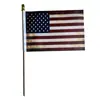 Bandera de madera de suministro directo transfronterizo, nuevo mástil de madera americano vintage, bandera americana antigua de mano 14x21cm