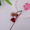 Llavero de Nudo de Diamante Graduado de Hortensia Exquisito Tejido a Mano Colgante Anti-Pérdida para Bolso Adorno de Borla Colorida