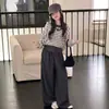 Sudadera con capucha a rayas de moda estilo coreano, chaleco de manga larga, conjunto casual de tres piezas para primavera y otoño, pantalones anchos
