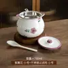 Tarro de Cerámica para Manteca Pintado a Mano con Esmalte Bajo, Tapa y Cuchara, Cerámica Doméstica Resistente a Altas Temperaturas, Tarro de Almacenamiento Estilo Japonés para Condimentos