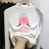 Camada base feminina de fleece com gola alta parcial, roupa infantil de desenho animado para primavera/outono/inverno, blusa interna quente para crianças, moderna