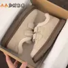 Zapatos de Algodón con Forro de Polar y Velcro para Mujer Otoño e Invierno 2025 Nuevos Zapatos de Suela Gruesa Zapatos de Algodón Blancos Pequeños con Piel Engrosada Birkenstock