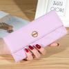 2021 Nova Carteira Feminina PU Longa Tripla Coreana Bolsa Fivela Diamante Bordado Carteira Multi-Card