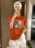 Camiseta Feminina Loose de Algodão Bambu com Gola Redonda e Manga Curta de Guangzhou, Versátil e Emagrecedora, Direto da Fábrica