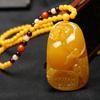 Colgante de calabaza de ámbar vivo Jinpeli, colgante de cera de abejas amarilla con aceite de pollo, collar de cera de abejas antiguo para hombres y mujeres, cadena de suéter