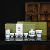 Juego de té Kung Fu de porcelana blanca de lujo con varios diseños para elegir, adecuado para uso doméstico, para agasajar a invitados y como regalo de vacaciones, con la opción de imprimir un logotipo