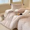Conjunto de 4 Peças Estilo Menina com Amarração 60 Fios Lenzing Tencel para Meninas, Capa de Edredom Refrescante de Seda de Gelo Dupla Face, Lençol de Cima, Lençol com Elástico para o Verão