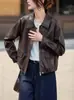 Chaqueta corta de cuero PU moderna y elegante con cuello de solapa para mujer, nuevo modelo primavera/otoño 2026, absolutamente hermosa y súper versátil para figuras petite