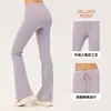 Calça Flare de Lycra Yoga Double 6 para Mulheres, Cintura Alta, Calça Fitness Levanta Bumbum, Cintura Ajustável, Calça Esportiva Levemente Flare