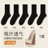 Calcetines deportivos casuales de algodón puro para mujer, de longitud media hasta la pantorrilla, sin costuras, color liso, versátiles, resistentes al olor, absorbentes de sudor, de estilo coreano, modernos, para estudiantes