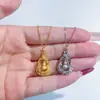 Plata de Ley S925 Nuevo Nuevo Colgante de Calabaza Cepillada Estilo Chinoiserie Collar Cadena de Clavícula Retorcida Tejida a Mano Destello Retro