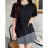 Playera Francesa de Manga Corta para Mujer Verano 2024 Nueva Estilo Coreano Suelta Estilista Reductora de Edad Combinable Manga Media Camiseta Básica Top
