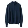 Nuevo suéter de punto de cachemira para mujer de otoño e invierno, con cremallera, cuello semi-alto, corte holgado, de color liso, suéter adelgazante