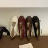 Sapatos Baixos de Ballet Estilo Ballet com Solado Macio para Mulheres, Primavera e Outono Retrô Bico Redondo 2026 Outono Mocassins de Couro Macio Sapatos de Vovó com Solado Plano