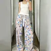 Pantalones casuales grises hechos a medida para mujer, pantalones de pierna ancha rectos holgados con caída para verano, pantalones para caminar, pantalones largos deportivos