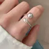 Anillo Minimalista de Gota de Agua y Bola Redonda con Cruz para Mujer, Anillo Abierto Versátil de Estilo Geométrico Minimalista, Anillo de Dedo Índice de Nicho de Moda