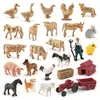 Mesa de arena de escritorio para niños Granja modelo de animales pequeños vaca oveja conejo perro pollo pato ganso estático sólido adornos