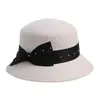 Rongmei 2026 Nuevo Sombrero Clásico Hepburn Transfronterizo con Ala Curva, Sombrero de Mezcla de Seda y Lana, Elegante Sombrero de Estilo Francés