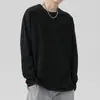 Marca moderna estilo americano, nova camiseta de manga comprida outono/inverno para homens, corte solto, versátil, estilo Hong Kong, cor sólida, simples, casual, gola redonda, camiseta básica