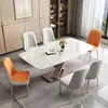 Mesa de comedor de mármol estilo italiano, rectangular, moderna, minimalista, estilo occidental, lujo ligero, para uso doméstico