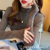 Versão coreana de atacado de suéter de gola semi-alta com orelha de madeira de estilo estrangeiro, camisa básica feminina, corte slim, parte interna superior, maré