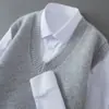 Nuevo chaleco de punto para hombre con cuello en V de lana pura, chaleco de punto sin mangas casual de negocios otoño/invierno, suéter interior de moda