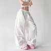 Calças Largas Versáteis Cor de Rosa para Dança para Mulheres e Homens, Novo Estilo Primavera/Verão, Calças Parachute Casuais Largas Dobradas Slim-Fit de Jazz