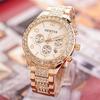 Comercio exterior venta caliente deseo Ginebra diamante correa de acero tres ojos falsos con calendario reloj de pulsera de negocios para hombre al por mayor