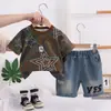 2026 Nuevo Traje de Verano para Niños Ropa Nueva de Niños Verano Manga Corta Pantalones Cortos de Moda Niños Mayoreo Comercio Exterior