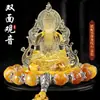 Nuevo Adorno de Coche con Vidrio para Consola Central Guanyin Interior del Coche Escritorio Frontal Perfume Bodhisattva Guanyin de Doble Cara Decoración de Instalación Segura