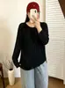 Roupas femininas plus size com design irregular, top de tricô oco solto outono 2026 para mulheres plus size
