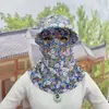 Máscara colheita de chá capa facial à prova de poeira UV ao ar livre novo verão respirável Chapéu de Sol chapéu de sol integrado