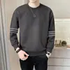 Sudadera casual para hombre, nuevo modelo de otoño, negro, blanco, gris, corte holgado, cuello redondo, sin capucha, manga larga, top deportivo, chaqueta versátil