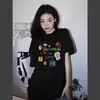 Camiseta Divertida con Estampado de Dibujos Animados para Mujer Verano 2026 Nueva Talla Grande Estilo Coreano Ins Holgada y Versátil Algodón Puro Top de Manga Corta