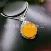 Jadeíta Calcedonia Natural Plateado en Plata Incrustado Colgante de Seguridad de Jade Elegante Joyería Estilo Chino Collar