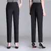 Pantalones para Mujer Otoño e Invierno para Mujer de Mediana Edad y Mayores con Forro de Polar Cintura Alta Rectos Casuales Pantalones Negros Engrosados para Mujer