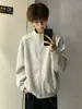 Tacto suave / Camisa de manga corta retro versátil holgada para hombre Verano 2025 Gris Blanco-Gris