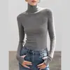 Camiseta interior suave de lana de cuello alto para mujer, top fino para otoño e invierno 2026, suéter de punto con cuello superpuesto, ligeramente transparente