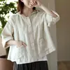2025 Nuevo Cárdigan Retro de Algodón y Lino para Mujer Holgado de Primavera y Verano Delgado Casual con Capucha de Manga Larga Chaqueta Corta Protectora del Sol