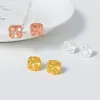 Brincos Quadrados de Prata de Lei S925 Nalan com Gravação de Linhas, Requintados e Simples, Brincos de Design de Nicho Estilo Ins M08329