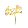 Novo Cartão de Acrílico de Camada Única para Bolo Feliz Aniversário Letras Feliz Aniversário Decoração de Bolo para Assar