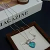 Estilo Idéntico de Bloggera Ins Coreana Fresco Corazón de Melocotón Pequeño Collar de Plata Personalizado con Cadena Corazón de Cristal Collar Colorido Moderno