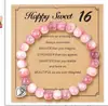 Pulsera de Cebra Rosa Estilo Nuevo Transfronteriza Agata Rayada Morada Morganita Pino Azul Pulsera de Corazón Unisex Caja de Regalo